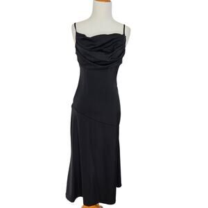 Y2K Style Women Slip Dress Black Bias Cut HoCo Slinky Going Out Fiemaoves XS